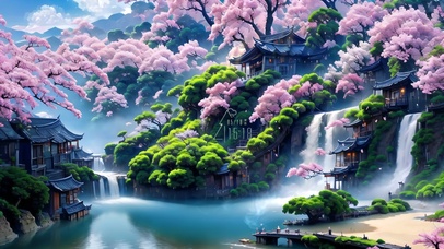 4k仙境樱桃瀑布