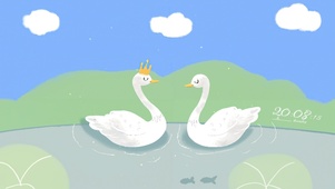 小清新两只天鹅