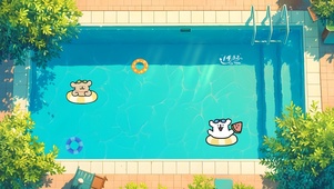 夏日泳池狗狗
