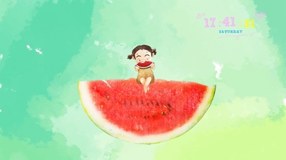 清凉夏日吃西瓜