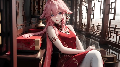 治愈系粉发女孩