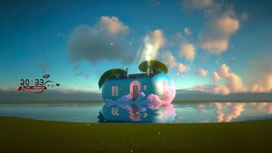 护眼蓝天白云海景