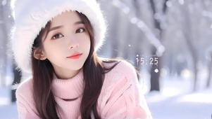 可爱雪中的女孩