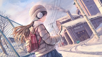冬天雪景女孩
