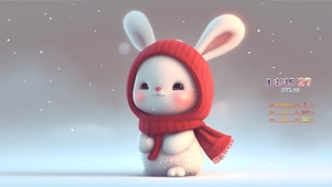 雪中 可爱小兔