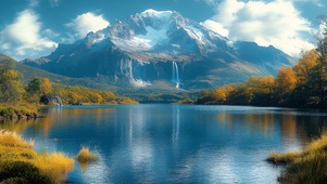 秋韵雪山湖景