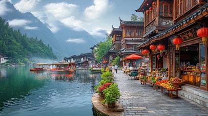 水寨的新年热闹氛围