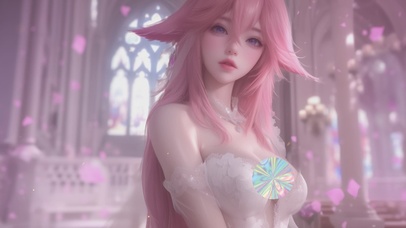 眨眼动态-可爱粉色头发女孩