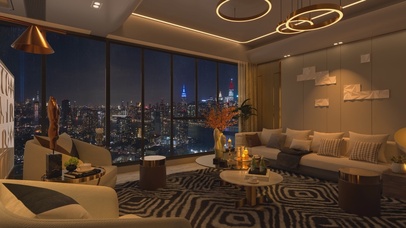 唯美治愈雨夜城市房间客厅