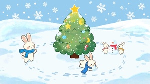 下雪啦 和小兔一起玩雪吧
