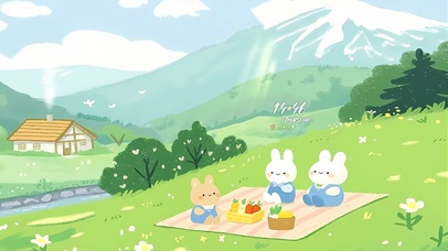 草地野餐小兔