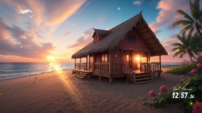 夏日傍晚沙滩小屋