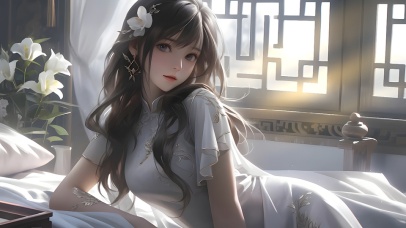 百合花清雅女孩