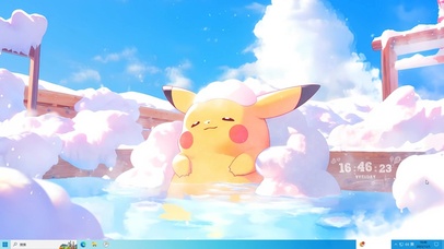 可爱主题---雪中温泉皮卡丘
