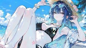 黑川茜-海边泳装少女