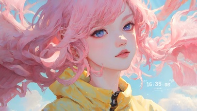 唯美治愈粉发女孩