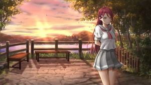 唯美夕阳黄昏下女孩