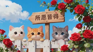 可爱玫瑰小猫