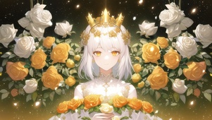 月季花王冠女孩