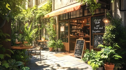 夏日绿植街角商铺