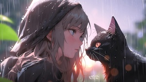 雨中猫咪少女