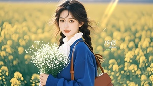 雏菊花田女孩