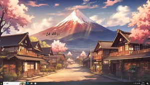 雪山樱花村落