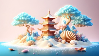 裸眼3D建模海洋仙府04