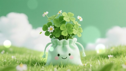 清新招财转运 | 四叶草钱袋