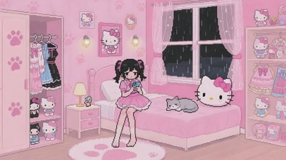 二次元粉色系像素风壁纸