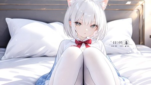可爱床上白丝少女