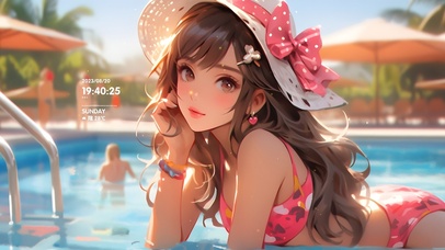 泳池可爱少女
