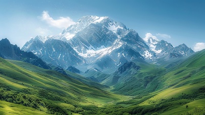 绿色护眼雪山山谷