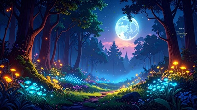 唯美森林夜晚