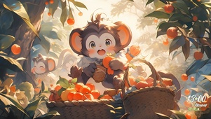 小猴子摘橘子