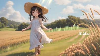 麦田草帽小女孩