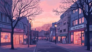 粉色晚霞落日唯美街景