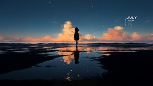 夕阳沼泽少女