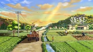 唯美治愈黄昏乡间田园小路