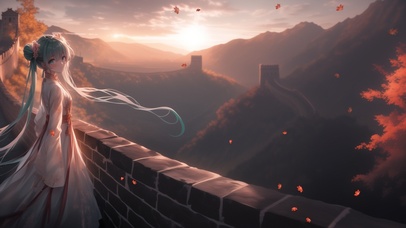 雪墨壁纸丨初音未来丨万里长城丨