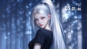 雪夜白发少女
