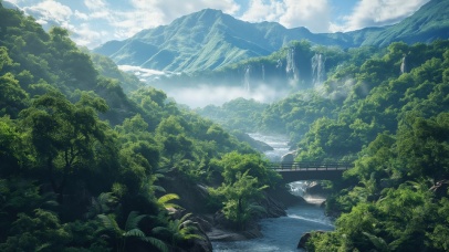 4K 高山流水 云雾升腾