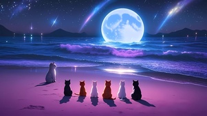 夜空下的猫咪