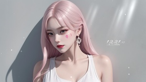 超清粉发美女