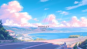 晚霞海景公路