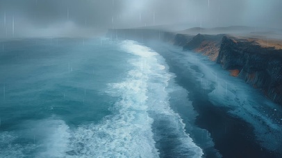 下雨的海边