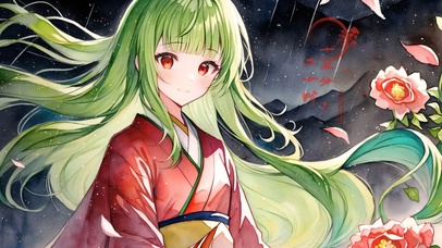 红色汉服赏雪少女