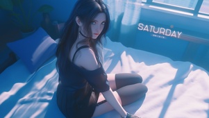 一头乌黑的长发美女