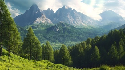 绿野幽林映远山