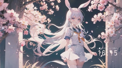 可爱樱花兔耳少女